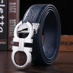 Leather Belt-5: Navy Blue+Silver