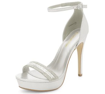 Silver Pearl Toe High Stiletto Platform Heel