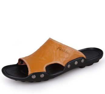 Trendy Genuine Leather Slippers for Men