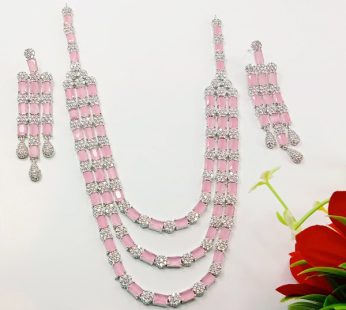 White and pink Cz Necklace Set